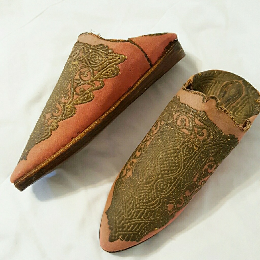 COPY - Victorian Ornate Handmade Slippers Antique